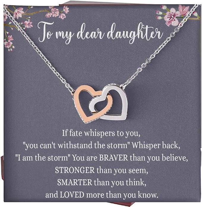 VIRAGIL To My Daughter Gift Necklace From Dad or Mom - Badass Daughter Jewelry With Heartfelt Message & Elegant Box