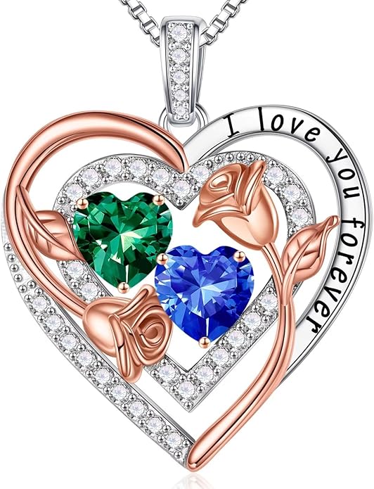 Iefil Mothers Day Gifts for Wife - Sterling Silver Birthstone Necklace Birthday Gifts for Her Wife