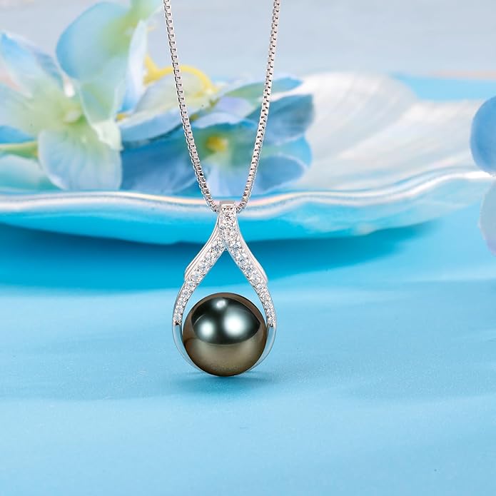 Gifts for Women Mom Her Girlfriend Grandma Wife on Christmas Day Mothers Day Valentines Birthday Gifts Wedding Gift Jewelry Anniversary Tahitian Black Pearl Necklaces