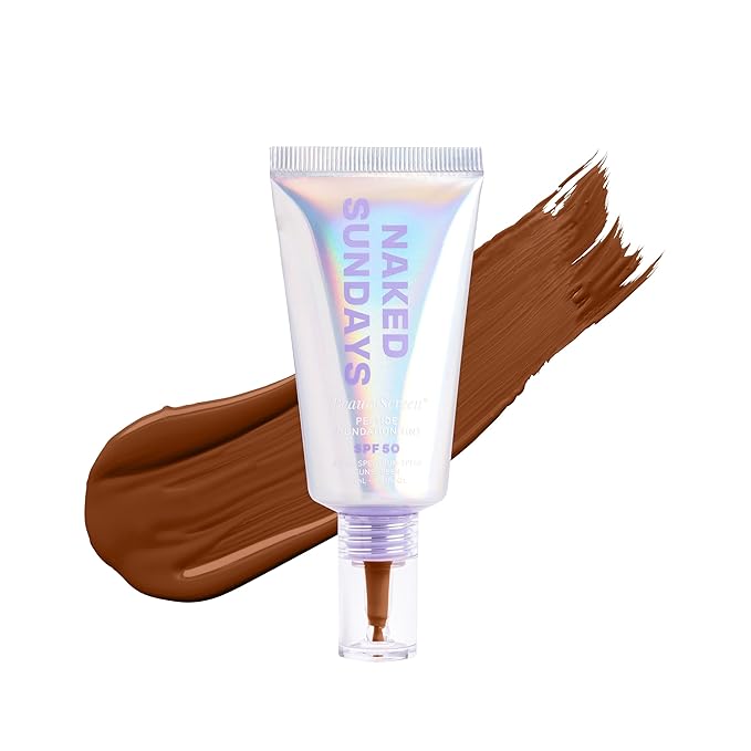 Naked Sundays BeautyScreen™ SPF 50 Peptide Foundation Tint – Tinted Sunscreen & Skincare Makeup with Zinc Oxide, Niacinamide – Lightweight Natural Coverage, 9 Rich Mahogany, 1.01 oz