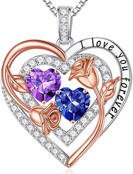 Iefil Mothers Day Gifts for Wife - Sterling Silver Birthstone Necklace Birthday Gifts for Her Wife