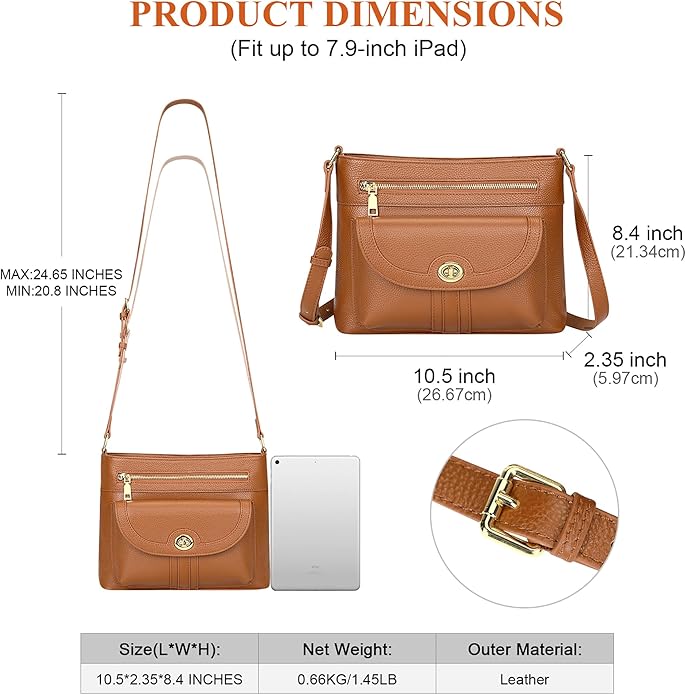 Over Earth Genuine Leather Crossbody Bags for Women Trendy Purses and Ladies Shoulder Handbags