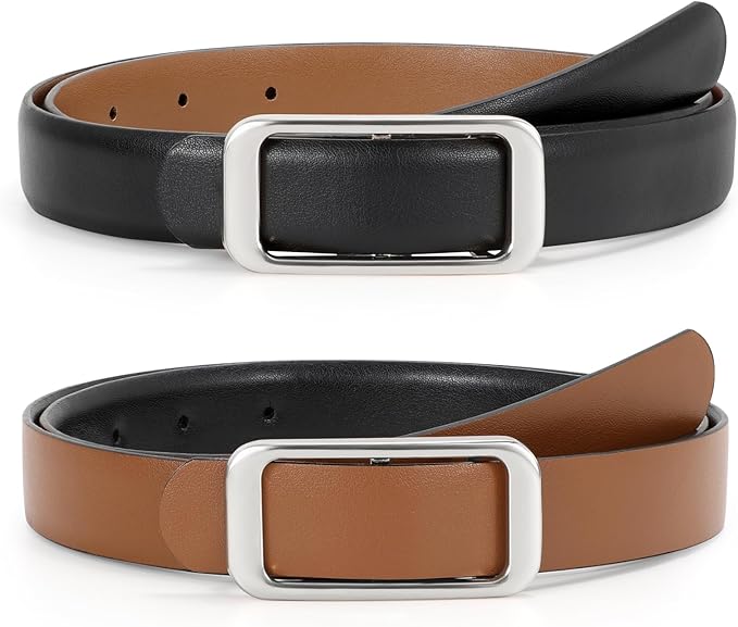 JASGOOD Women Reversible Leather Belt for Pants Jeans Ladies Waist Belt for Dresses