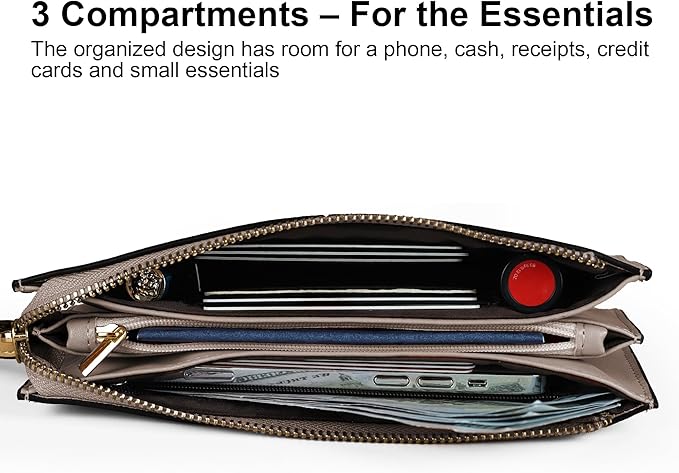 befen Genuine Leather Wristlet Clutch for Women Ultra-Slim Ladies Credit Card Holder Wallet Purses with RFID Protection