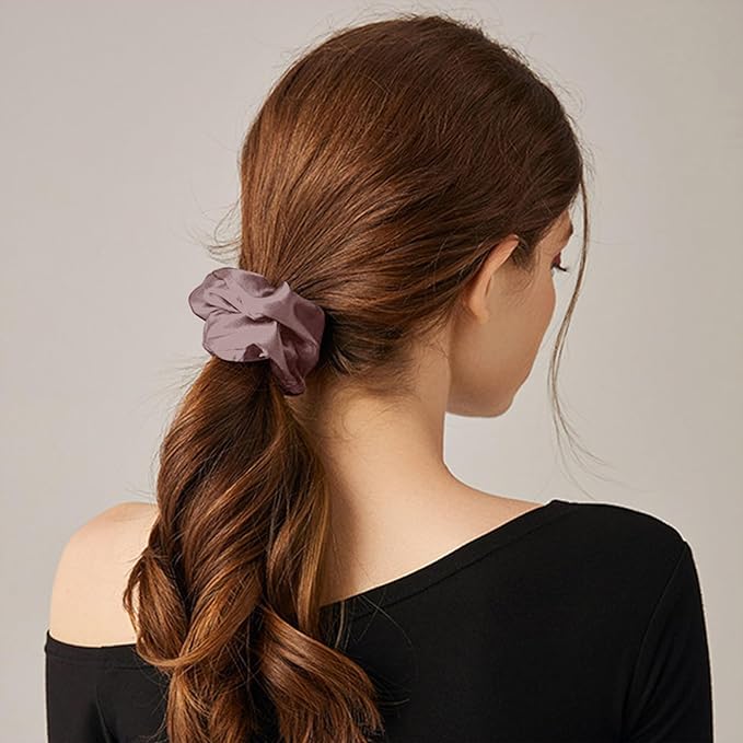 THXSILK Women's 100% Pure Mulberry Silk Hair Scrunchie, Free Size, Purple