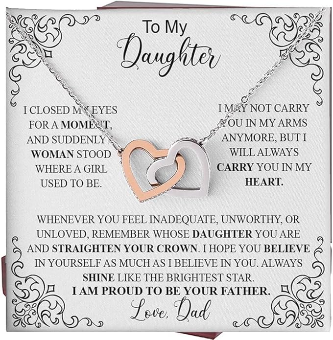 VIRAGIL To My Daughter Gift Necklace From Dad or Mom - Badass Daughter Jewelry With Heartfelt Message & Elegant Box