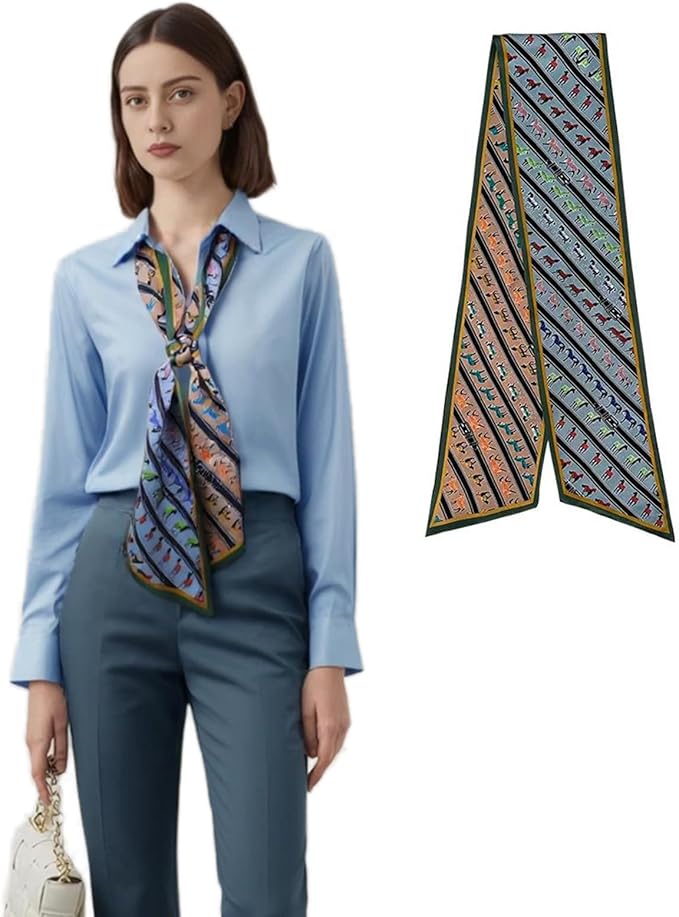 100% Mulberry Silk Ribbon Scarf for Hair Beach Head Wraps for Women Handbag accessories Necktie
