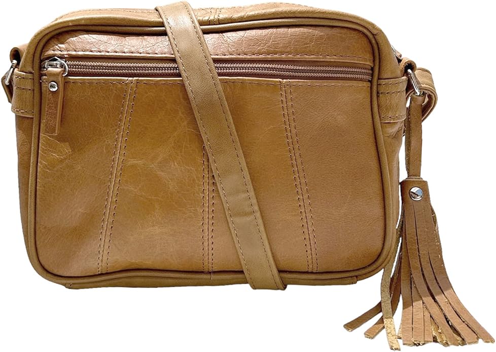 Cowhide Leather Women's Shoulder Purse Small Cross Body Organizer Bag with Many Pockets