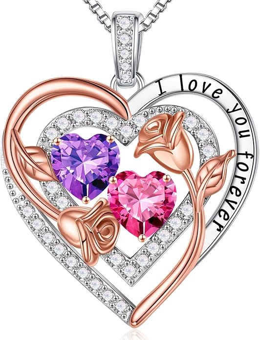 Iefil Mothers Day Gifts for Wife - Sterling Silver Birthstone Necklace Birthday Gifts for Her Wife