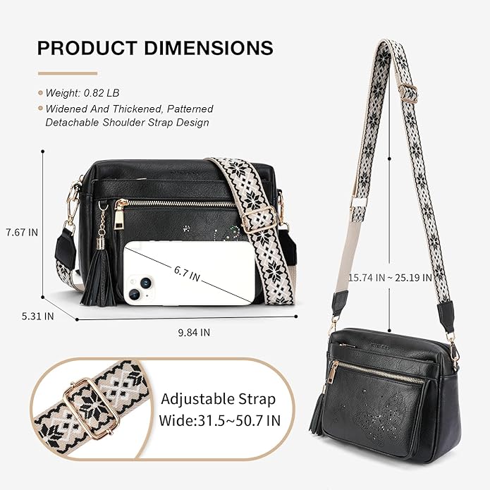 Crossbody Bags for Women Trendy Leather Crossbody Purse Shoulder Handbags Butterfly Design