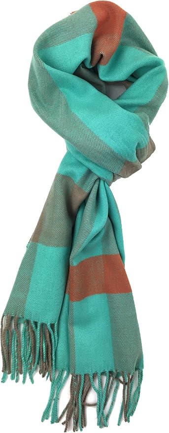 Plum Feathers Plaid Check and Solid Cashmere Feel Winter Scarf, Warm Scarfs, Cold Weather Accessories, Fringe Scarves