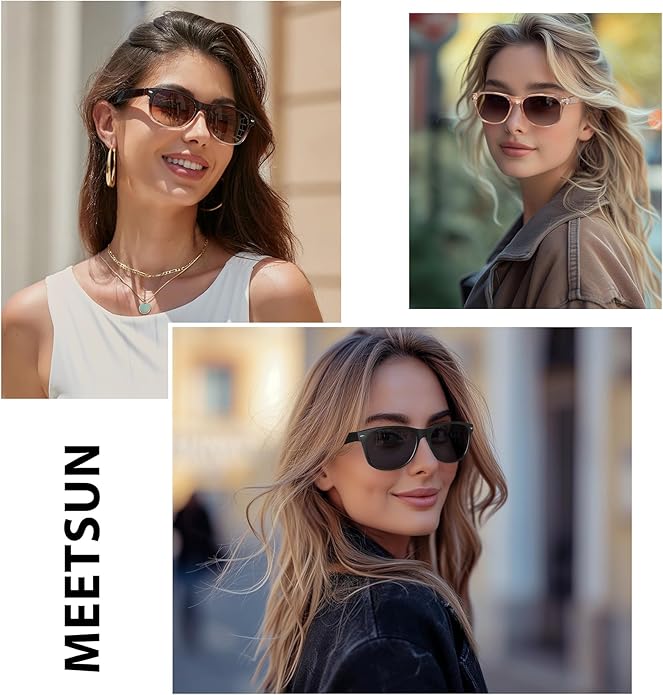 MEETSUN Classic Polarized Sunglasses for Women Men Trendy Retro Sun Glasses for Driving UV Protection (3 Pack)