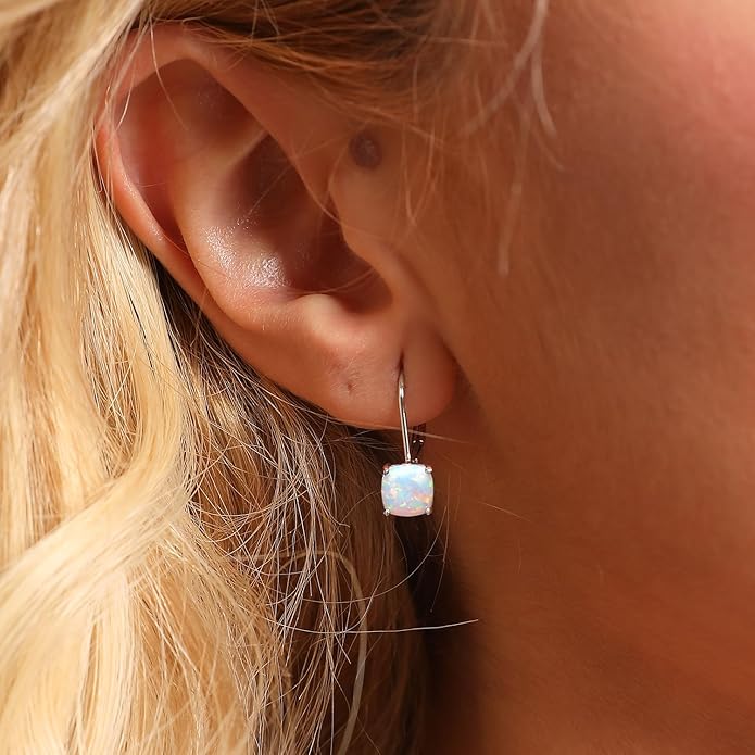 Moissanite Earrings for Women 2.0CT D Color,18K White Gold Plated Sterling Silver Dangle Earrings, Leverback Drop Earrings Jewelry for Gifts