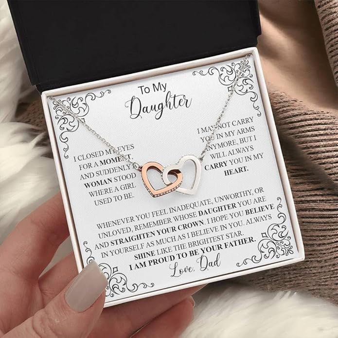 VIRAGIL To My Daughter Gift Necklace From Dad or Mom - Badass Daughter Jewelry With Heartfelt Message & Elegant Box