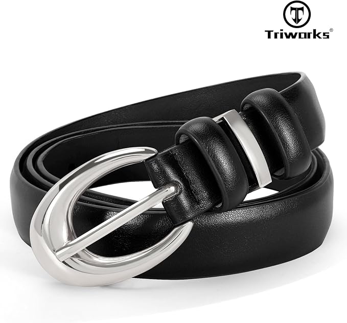 TRIWORKS 3 Pack Women Leather Belt for Jeans Pants Fashion Ladies Faux Leather Belt with Gold Buckle