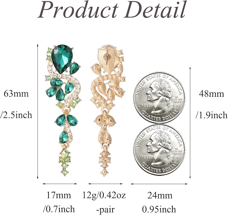 Fashion Rhinestone Statement Drop Dangle Earrings Long Colorful Crystal Bridal Wedding Teardrop Chandelier Earrings for Women Prom Pageant