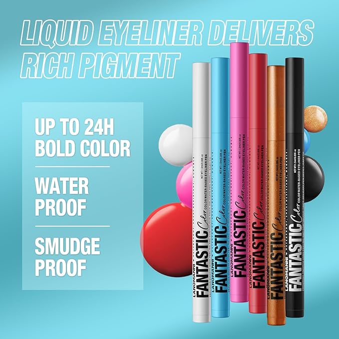LANGMANNI 4 Colors Matte Liquid Eyeliner Set, Neon Colorful Pigmented With Long-lasting, Smudgeproof & Waterproof Eye Liner Makeup for Bold & Stunning Looks - Gift for Girls(#56789101112)