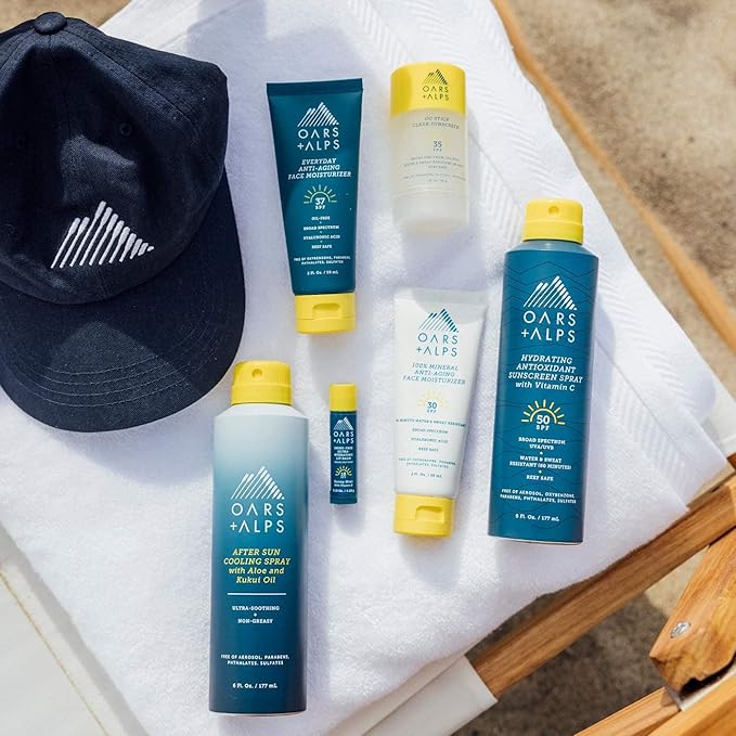 Oars + Alps Clear Face Sunscreen Stick, SPF 35 Travel Sunscreen Roll On for Face & Body, SPF Stick with Vitamin E & Antioxidants, Water & Sweat Resistant, All Skin Types, Moisturizing, 1.7oz, 2pk