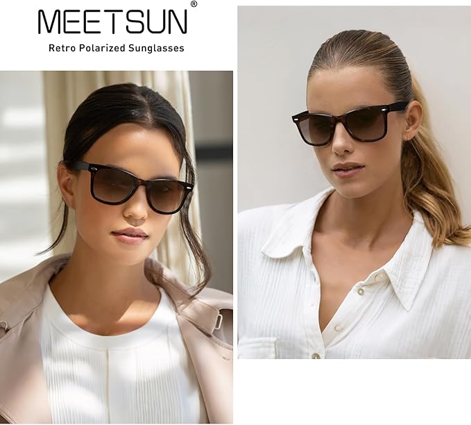MEETSUN Polarized Sunglasses for Women Men Classic Retro Square Frame Driving Sun Glasses UV Protection