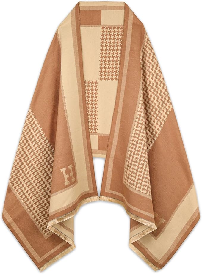 EXTREE Scarfs for Women Pashmina Silky Shawl Wrap for Evening Dressing Blanket Open Front Poncho Cape