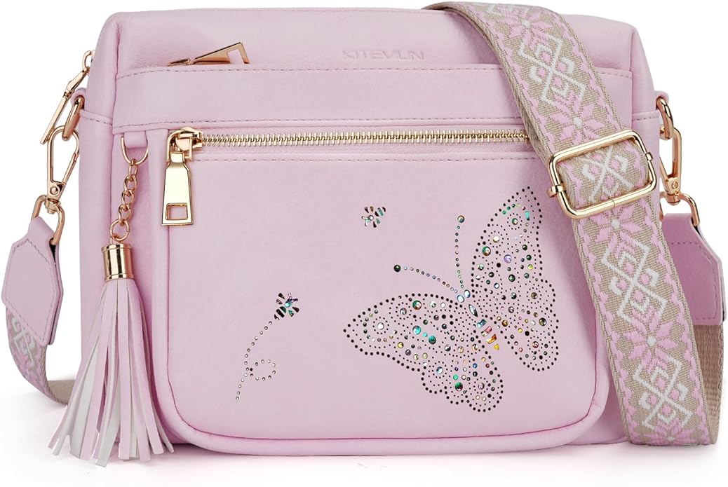 Crossbody Bags for Women Trendy Leather Crossbody Purse Shoulder Handbags Butterfly Design