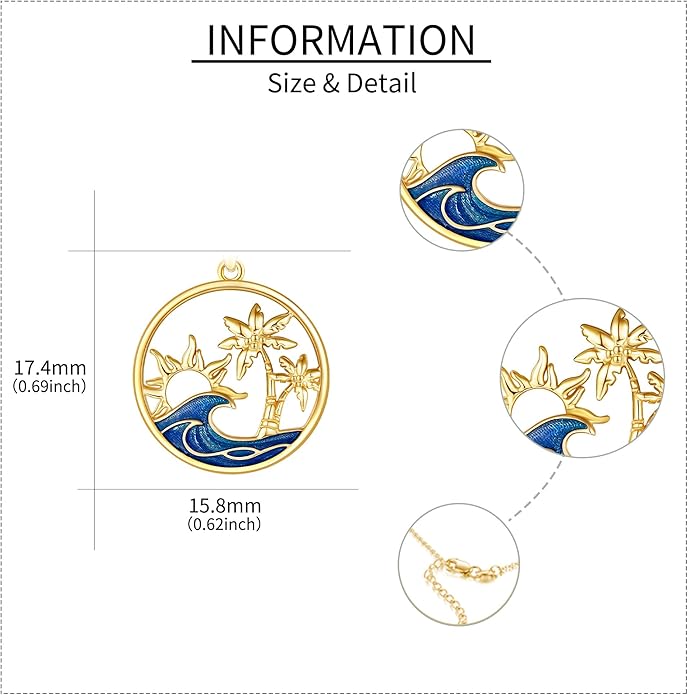 ELFRONT Mothers Day Gifts 14k Real Gold Dainty Necklace, Solid Gold Delicate Pendant For Women Mom Lover