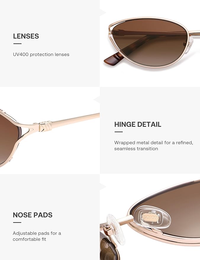 SOJOS Trendy Oval Polarized Sunglasses for Women,Retro 90s Cat Eye Shades SJ1254