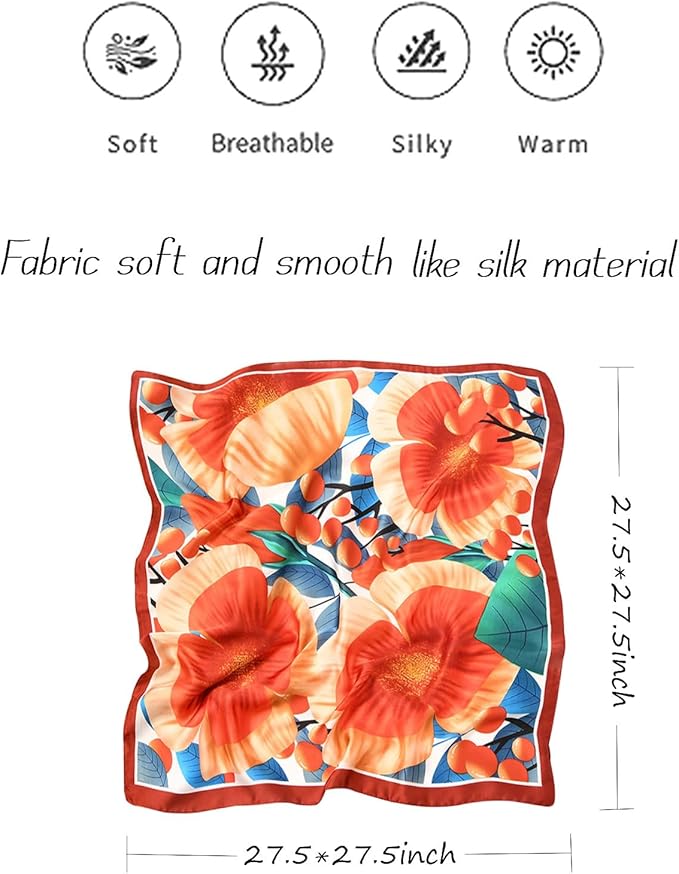 Satin Bandanas Head Scarf For Women Hair Scarves Accessories Lightweight Fashion Wrap Neck Silk Sleeping Headscarf