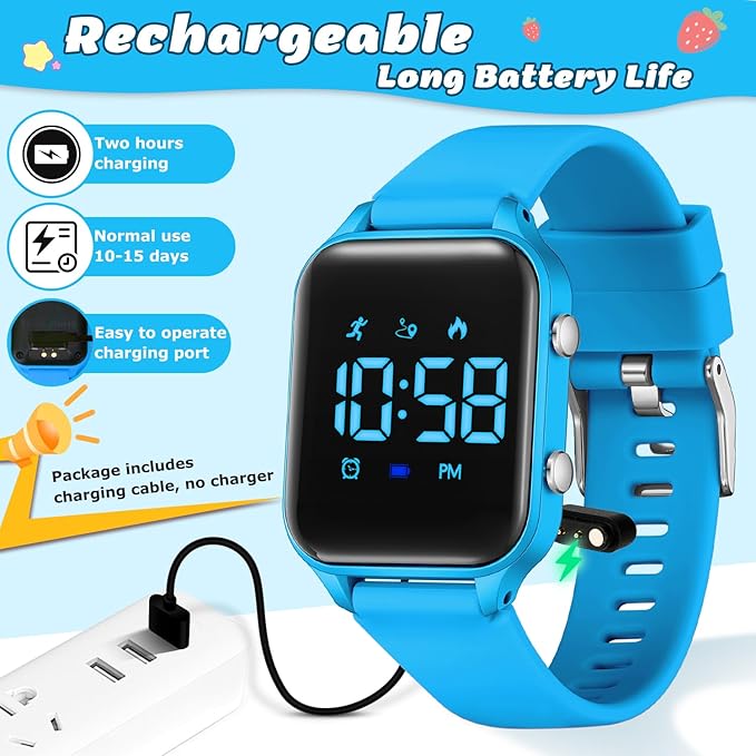 L LAVAREDO Kids Digital Watches for Boys Girls,Waterproof Sport Watch with Pedometer Stopwatch Vibration Alarm for Ages 5-13,No App Fitness Tracker Watch for Kids Teens Birthday Christmas Gifts
