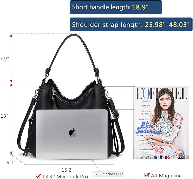 Realer Hobo Crossbody Bags for Women Designer Faux Leather Hobo Handbags Retro Large Size Shoulder Bag Bucket Purse