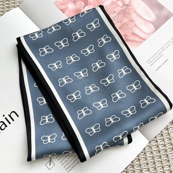 Silk Head Scarf for Hair Fashion Headwrap for Women Lightweight Neck Tie