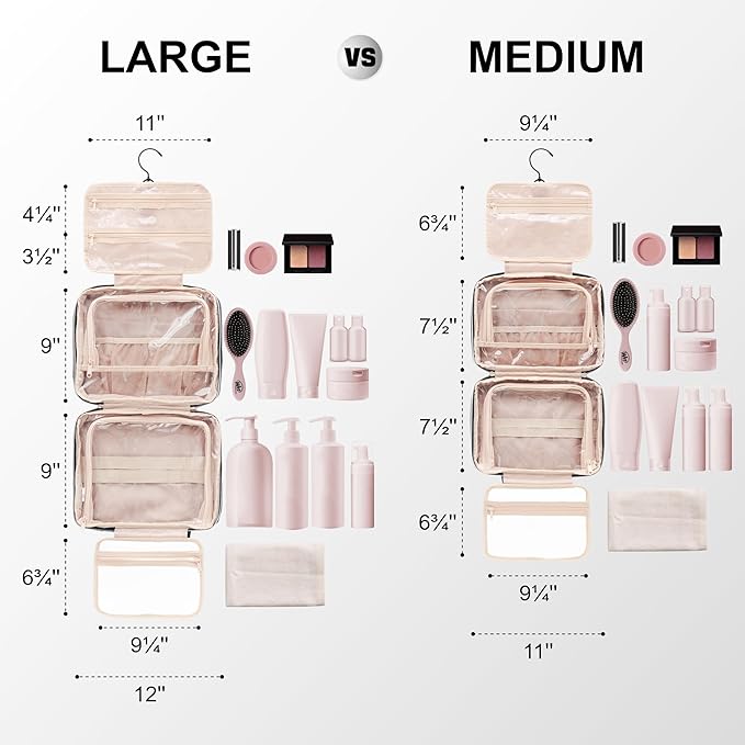 Everfun Hanging Travel Toiletry Bag Christmas Gifts for Women Traveling With Leakproof Compartment Makeup Cosmetic Organizer Dopp Kit Travel Accessories Essentials Must Have