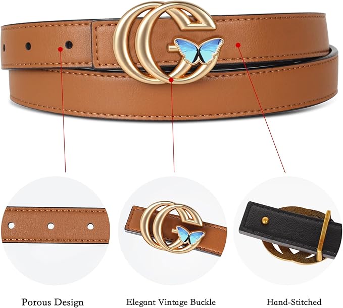 Relang Women's Belts with Gold Buckle, Fashion Waist Band, Elegant Ladies' Belt, Gift for Women