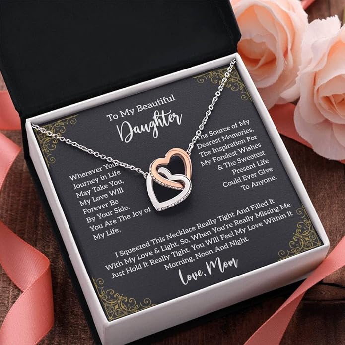 VIRAGIL To My Daughter Gift Necklace From Dad or Mom - Badass Daughter Jewelry With Heartfelt Message & Elegant Box