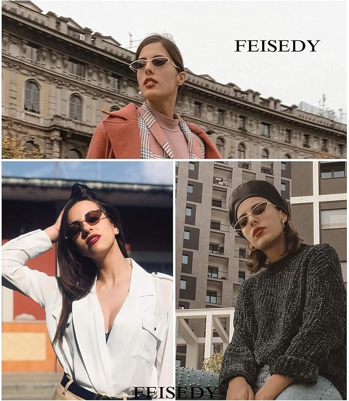 FEISEDY Fashion Designer Sunglasses Retro Small Petals Shape Arc Temple Design B2298