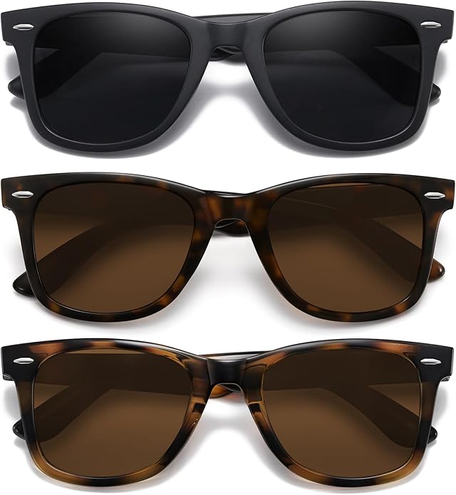 MEETSUN Retro Polarized Sunglasses for Women Men Classic Mirror Lens Driving Trendy Sun Glasses UV Protection (3 Pack)