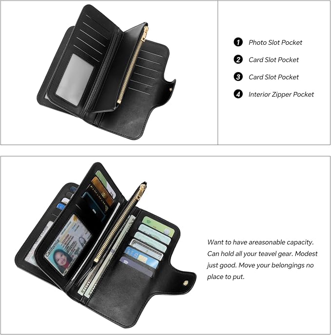CLUCI Wallet For Women PU Leather RFID Blocking Womens Wallet Bifold Card Holder with ID Window Gifts for Women Birthday | RFID Blocking, Designer, Trifold, Card Holder, ID Window