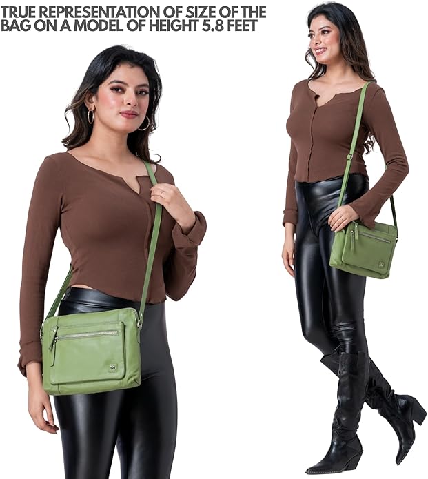 Wise Owl Accessories Small Soft Pebbled Real Leather Crossbody Handbags Purses Sling Crossover Shoulder Bag