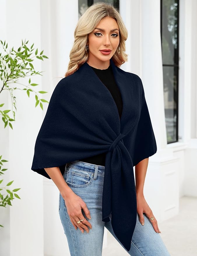 iWoo Women Soft Shawl Wraps kintted Open Front Poncho Sweater for Spring Fall Winter