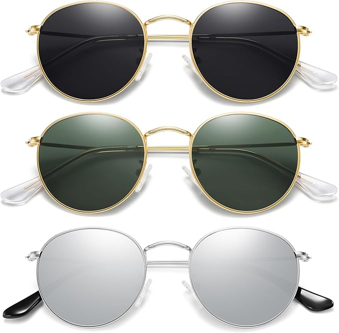 MEETSUN Round Polarized Sunglasses for Women Men Classic Retro Metal Frame Sun Glasses UV Protection