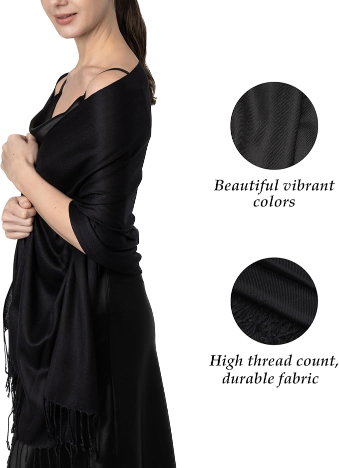 Achillea Soft Silky Pashmina Scarf for Women – Shawl Wrap for Evening Dresses, Bridesmaids, Weddings & Everyday Wear