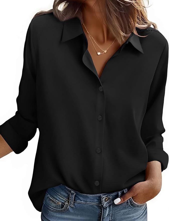 ZEAGOO Button Down Shirt for Women Long Sleeve Blouses Floral Printed Tops Business Casual Work Outfits S-XXL