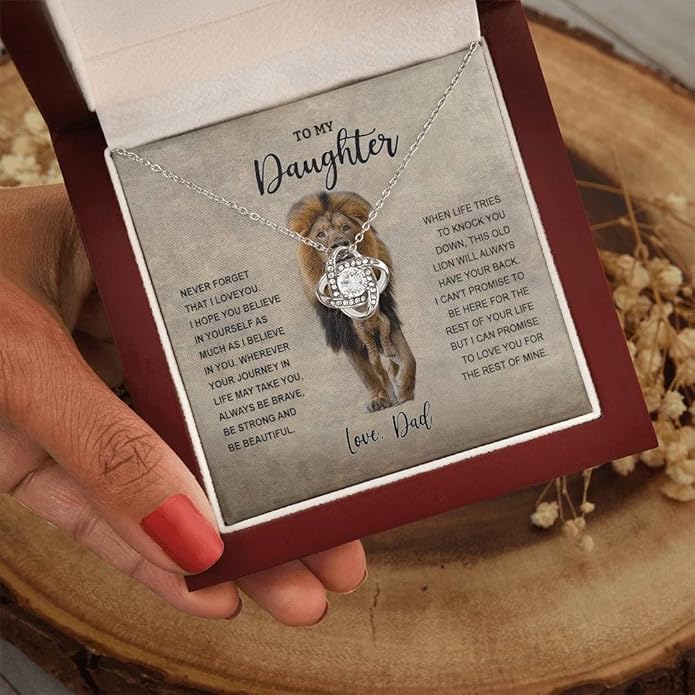 VIRAGIL To My Daughter Gift Necklace From Dad or Mom - Badass Daughter Jewelry With Heartfelt Message & Elegant Box