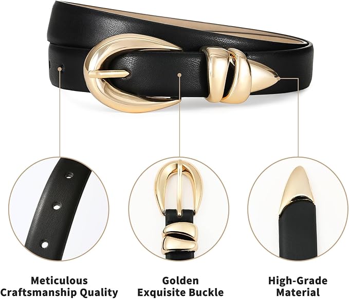 Fashion Waist Belt with Gold Buckle Women's Belts for Jeans Stylish Leather Belts for Women