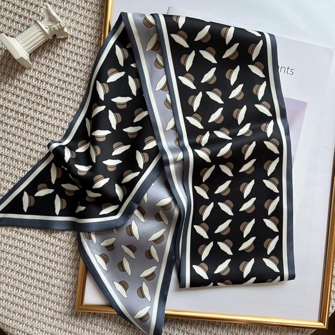 Silk Head Scarf for Hair Fashion Headwrap for Women Lightweight Neck Tie