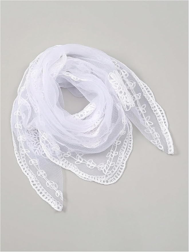 Floerns Women's Flower Embroidery Hair Scarf Headband Sheer Lace Hair Bandana