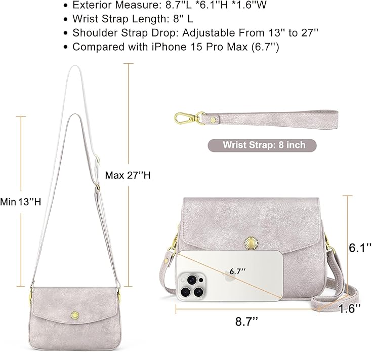 Peacocktion Small Crossbody Bags for Women Travel Wristlet Wallets Trendy Small Vegan Leather Cell Phone Purse Handbag