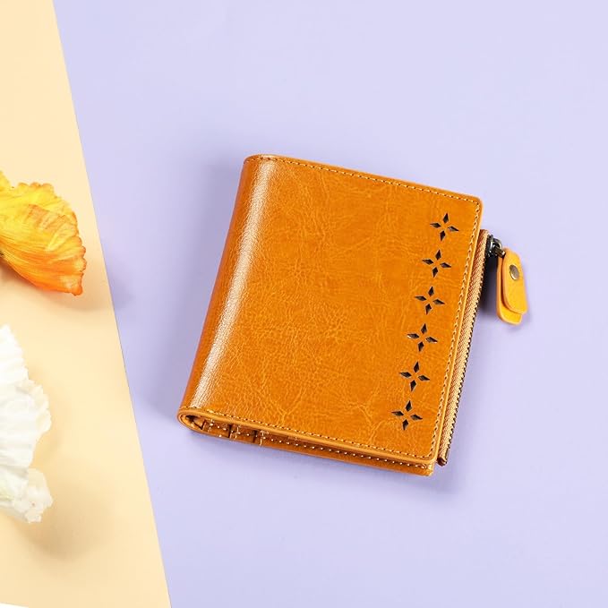 Lavemi Ultra Thin Small Compact Leather Womens Girls Wallets RFID Blocking Credit Card Holder for Women