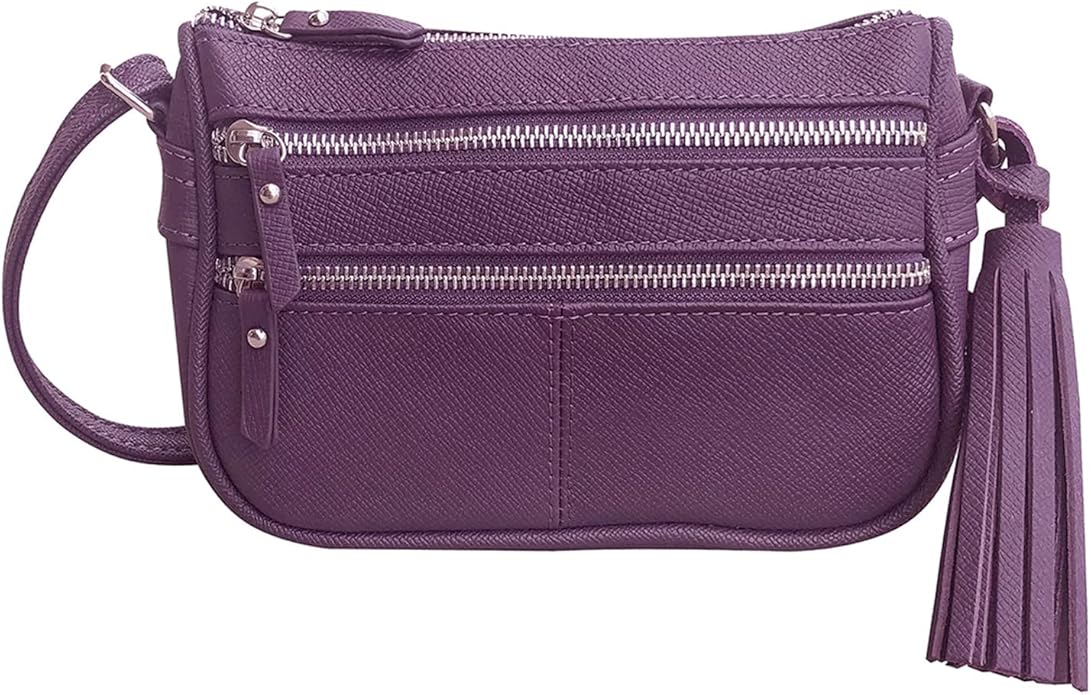 Cowhide Leather Women's Shoulder Purse Small Cross Body Organizer Bag with Many Pockets