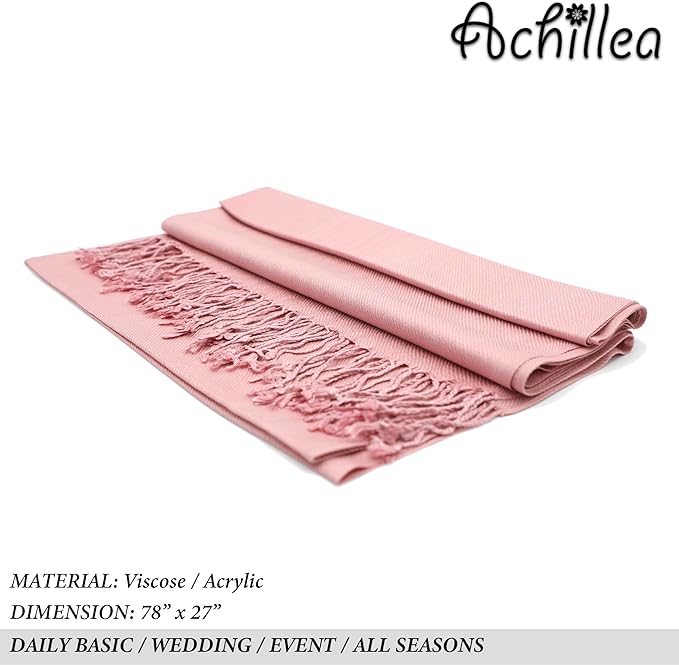 Achillea Soft Silky Pashmina Scarf for Women – Shawl Wrap for Evening Dresses, Bridesmaids, Weddings & Everyday Wear